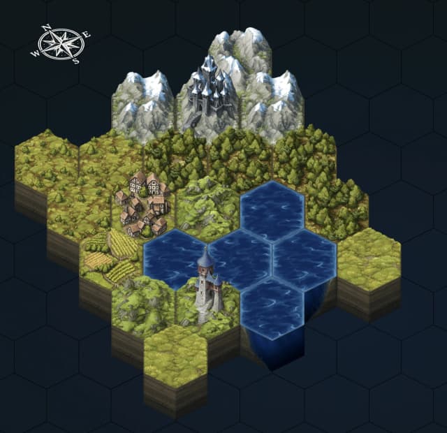 Map tool showing the compass in the corner for orientation reference