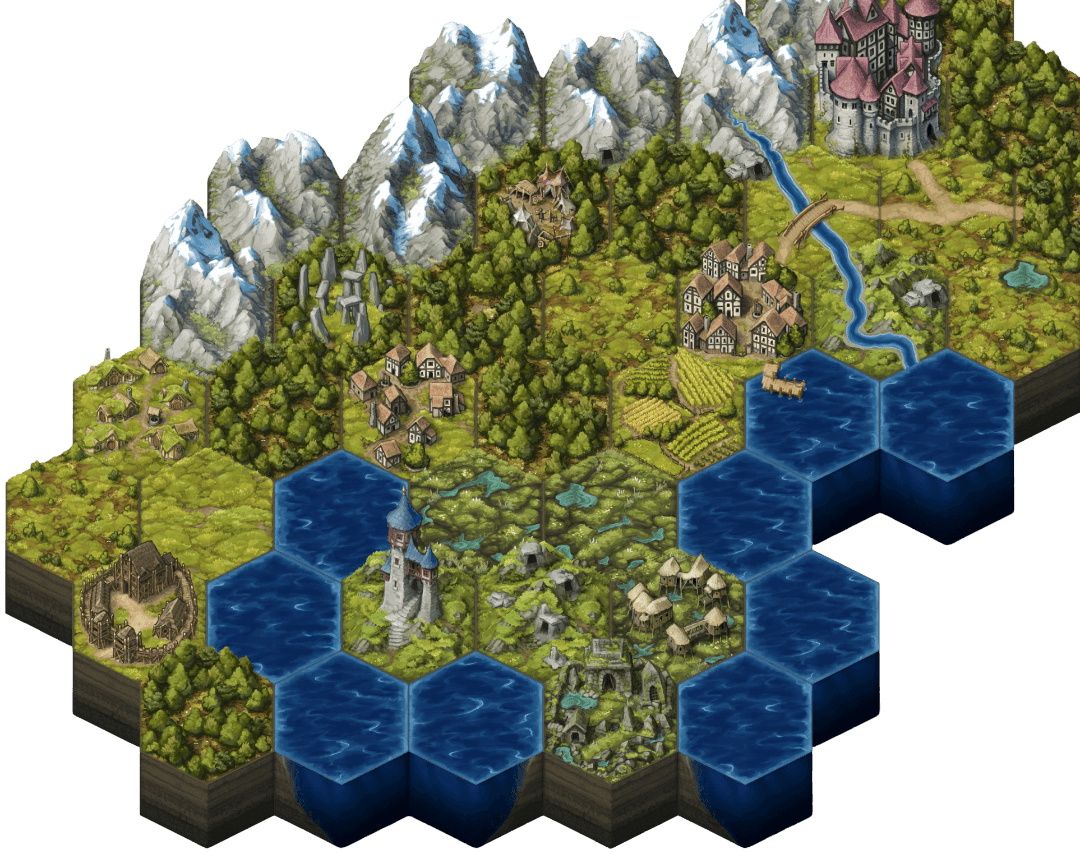 Hexcrawl map showing collaborative exploration