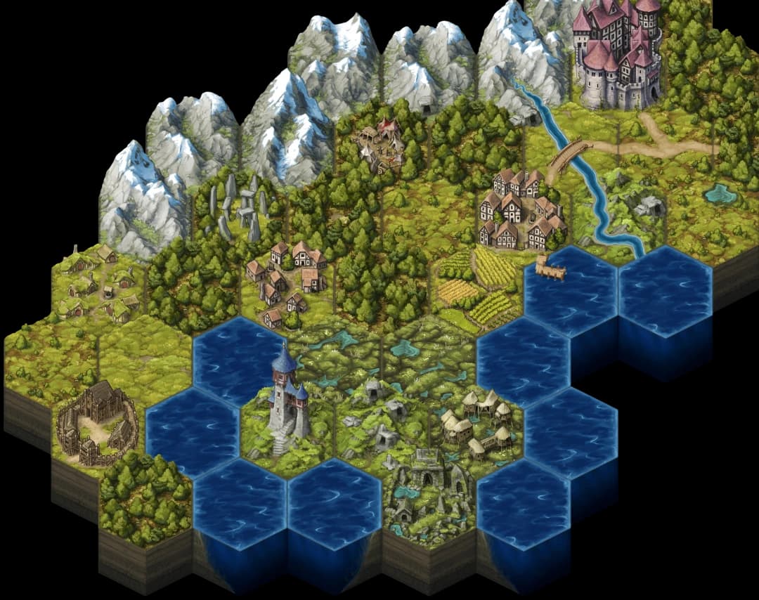 Hexcrawl map showing collaborative exploration